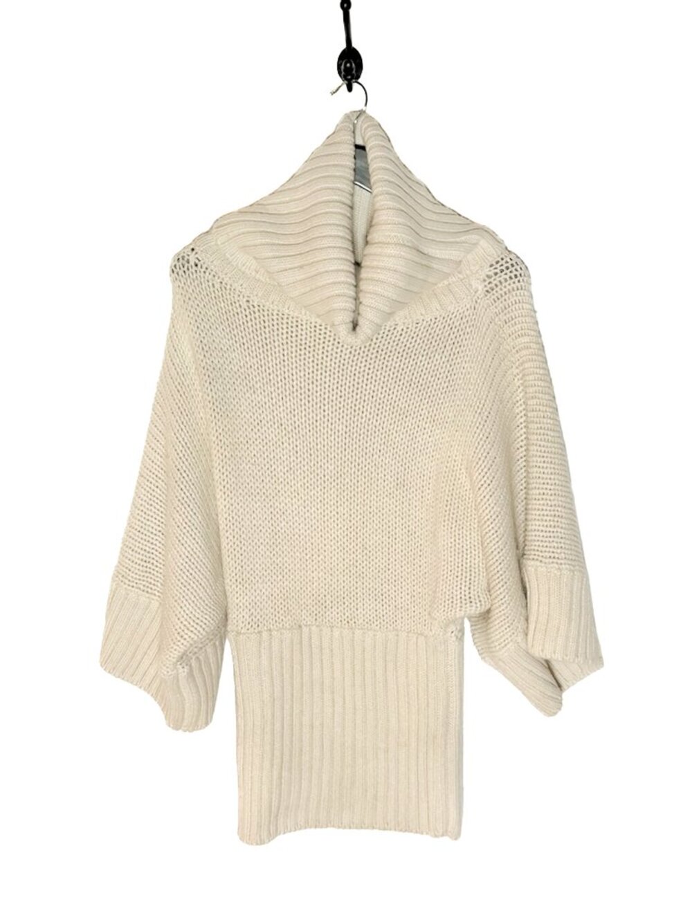 Dolce & Gabbana Ivory Chunky Knit Alpaca Poncho Sweater